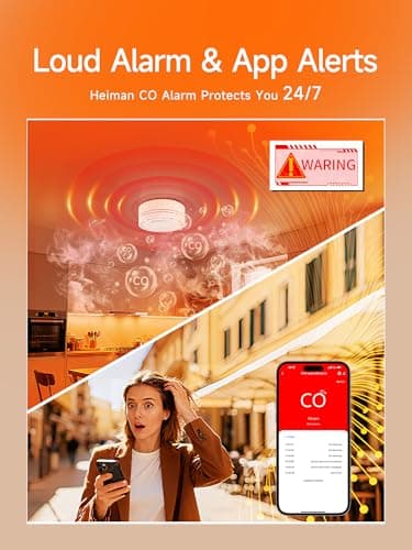 HEIMAN Smart Carbon Monoxide Detector, Wi-Fi Nano CO Alarm, UL 2034 4th Certified, Real-Time App Notifications, Battery Powered, Test-Reset Button, 10-Year Figaro Sensor, Portable for Trave - Thumbnail 3
