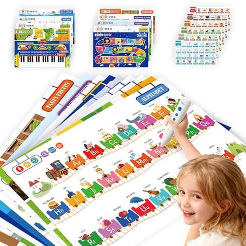 TEKFUN Interactive ABCs & 123s Learning Poster with Talking Pen, Autism Sensory Educational Toys, Toddler Birthday Gifts for Kids Ages 1 2 3 4 5 6 - Image 1