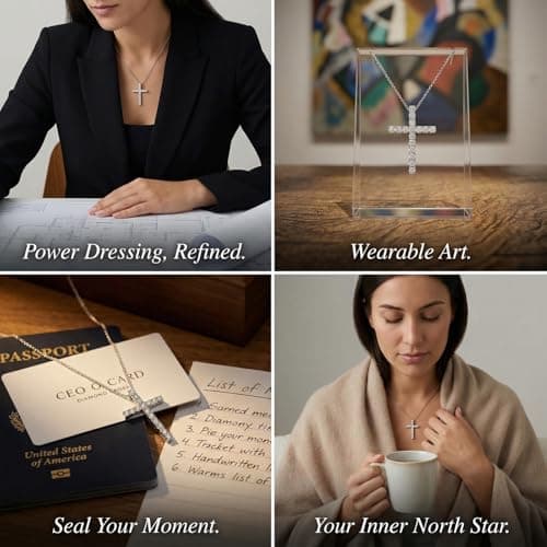 HYLYLEED Cross Necklace for Women,Moissanite Cross Pendant,925 Silver Necklaces D Color VVS1 Lab Created Diamond Religious Anniversary Birthday Gifts for Mom Wife Girlfriend Cross B-0.8CT - Thumbnail 3