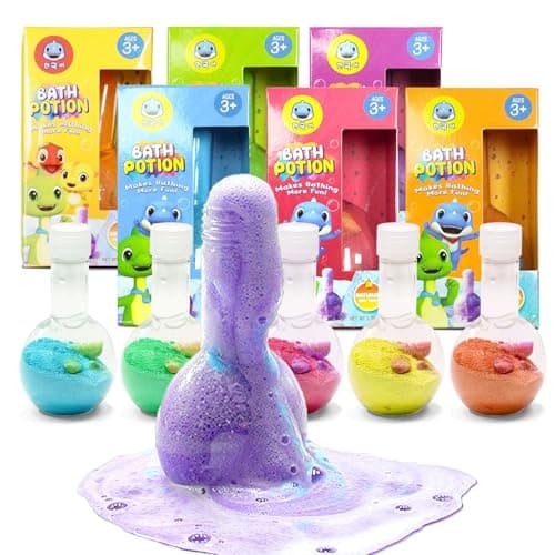 SWCANDY Bath Toys Kids Bath Bomb Potion, Easter Basket Stuffers Essentials, 6 Pack Nontoxic Bathtub Colorful Bubble Foam Scientific Soap Magical Fizzes Eruption for Ages 4-8 Boys Girls Toddlers - Image 1
