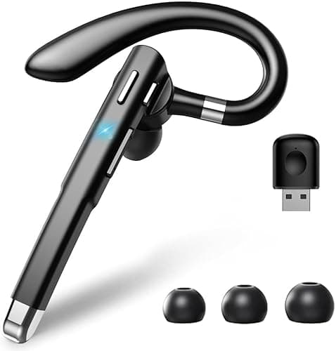 Hsility Bluetooth Headset with USB Type C 270 Degrees Rotatable Microphone for Truck Driver Bussiness and Travel