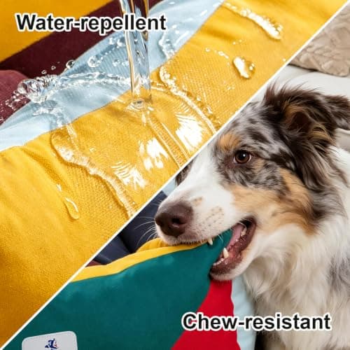 Welfibr 290 GSM Cotton Canvas Dog Couch Bed, Washable Removable Cover, Tough Bolster with Supportive Chopped Foam, Anti-Slip Bottom (Large) - Thumbnail 4