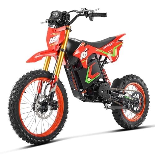 HAPPYRUN F18 Electric Dirt Bike Mid-Drive Motor 6000W Peak, Electric Motorcycle 60V 30Ah Removable Battery, 60-Mile Range, 46mph, Dual Hydraulic Brakes & Full Suspension Electric Motorcycle