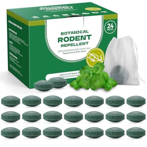 Natural Mouse Repellent. Peppermint Oil Rodent Deterrent Balls for Mice, Rats, Squirrels & Spiders, Natural Plant-Based (24)