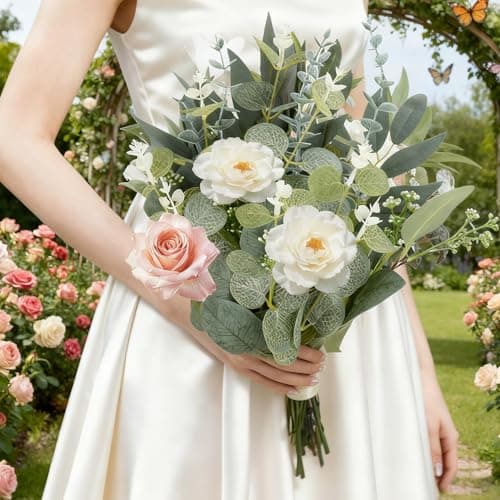 CCPanda 120 Pcs Artificial Eucalyptus Leaves Stems Bulk, Realistic Fake Greenery with 4 Kinds Mixed Silver Dollar, Faux Plants for DIY Floral Arrangements, Wedding Bouquets, Home, Party, Vase Decor - Thumbnail 6