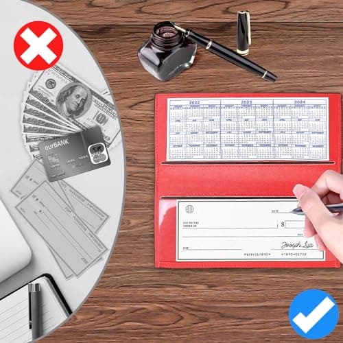 CASMONAL Premium Leather Checkbook Cover for Men and Women Checkbook Holder Wallet RFID Blocking - Thumbnail 6