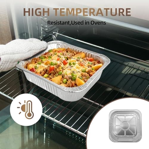 8x8 Square Aluminum Baking Cake Pans - 20 Pack Foil Pans For Cooking, Heating, Baking Cakes, Storing, Roasting or Homemade Breads, Heavy Duty - Aluminum Baking Pans Disposable - Bottom: 6.5x6.5 - Thumbnail 6