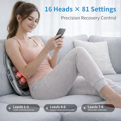 Binxalin 16 Head Deep Tissue Massage Gun, Handheld Percussion Massager for Back, Neck, Shoulders & Legs, 9 Modes, 9 Intensities, Muscle Recovery & Relaxation Gift for Men & Women - Thumbnail 2