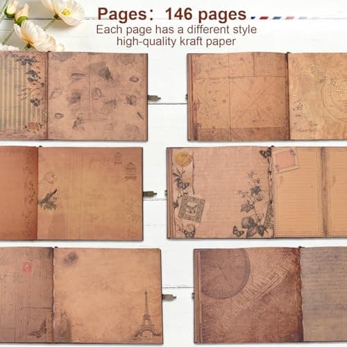 Scrapbook Photo Album, Our Adventure Book Scrapbook, 146 Pages Embossed Letter Cover Movie Up Travel Diary Journal Scrap Book，Gift for Anniversary, Wedding, Travelling, Memory Book - Thumbnail 5