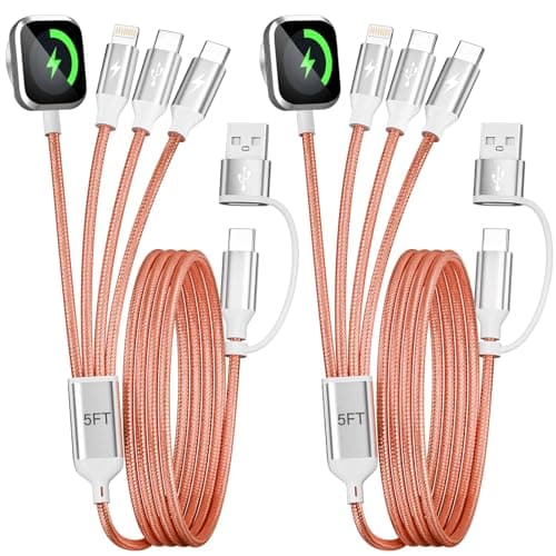 Jogrytece Dual Type-C 4IN2 Multi Charger Cable for iWatch/iPhone/L 5FT 2P