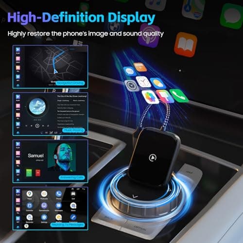 Wireless CarPlay Adapter for Apple iPhone, Convert Wired CarPlay to Wireless, Mini Car Play Dongle w/Plug & Play Bluetooth Connection, 2 USB-A to Type-C Converter for More Car Types (Black, Medium) - Thumbnail 3