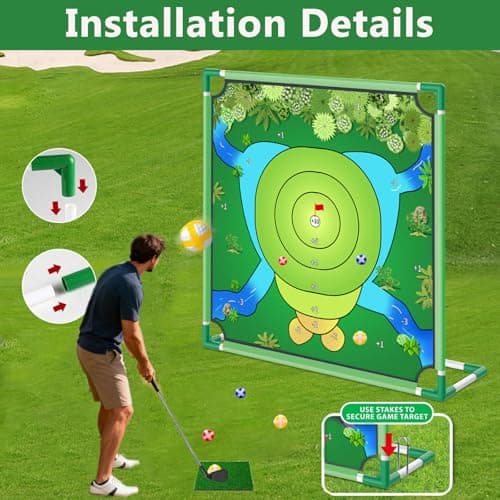 VQRZG Golf Chipping Game – Portable Yard Practice Set, Indoor & Outdoor Lawn Play for Adults and Family, Backyard, Beach, Office Party, Golf Gifts for Men (Chipping Game+2 Golf Clubs) - Thumbnail 2