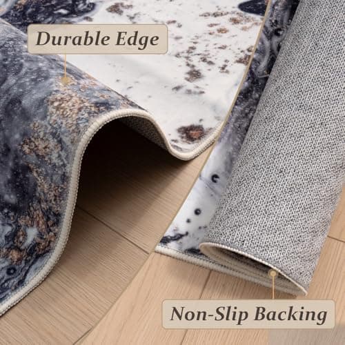 GEMBED Washable Area Rug 8x10 - Artistic Style Modern Rug for Living Room Bedroom Dining Room, Soft Low Pile Machine Washable Carpet, Non Slip Non Shedding Area Rug - Black/Gold, 8'x10' - Thumbnail 4