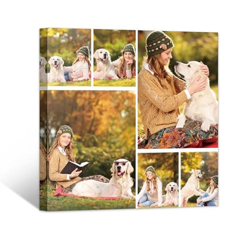 GagetElec Custom Canvas Prints With Your Photos Collage Custom Personalized Photo Print Customized Picture Photos on Canvas Canvas Customized Photo Personalized Decor Gifts for Couple Valentines Day (Photos 6)