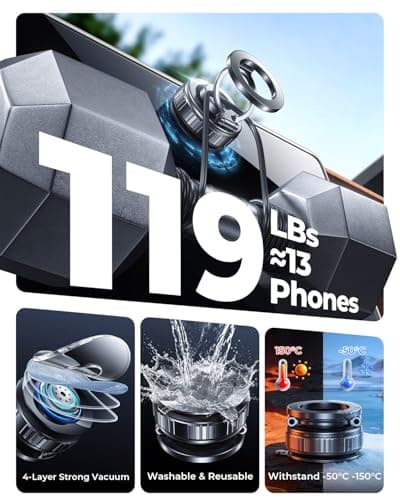 Magnetic Phone Holder for Car 2026 Heavy Duty Model [All Metal] 360° Adjustable Vacuum Suction Car Magsafe Phone Mount Cell Phone Holders for Your Car for iPhone 17 16 Pro Max 15 14 13 12 Plus - Thumbnail 3