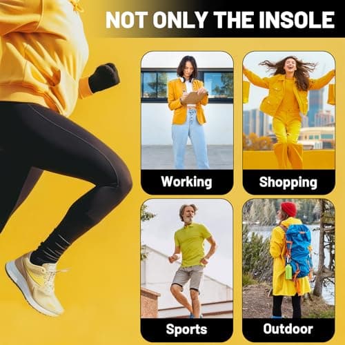 Plantar Fasciitis Relief Arch Support Inserts Flat Feet Orthotics para Orthopedic Insole Men Women Absorb Shock Supination Correction Standing All Day Boot Work Shoe Insoles Size(7-7 1/2) - Thumbnail 5