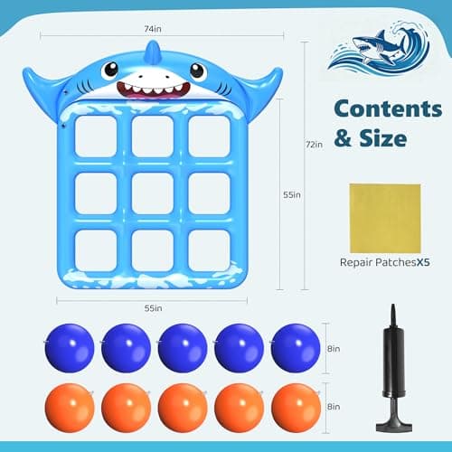 Instaywell Pool Toys Games for Kids & Adults, 72”x54” Giant Inflatable Floating Pool Tic Tac Toe Game with 10 Balls, Pool Game Party Toy Floats for Adults, Teens, Kids, Family, Beach Summer Water Fun - Thumbnail 6