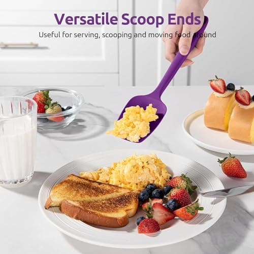 HFLYJPYW Spatulas Set of 6, Food Grade Silicone Spatulas Rubber Heat Resistant, Stainless Steel Core, Kitchen Utensils Nonstick for for Cooking, Baking and Mixing(purple) - Thumbnail 6