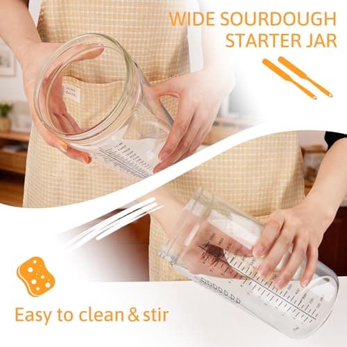 Rakovar Premium Sourdough Starter Jar Kit, 57oz Large Capacity Sourdough Jar, Sourdough Bread Starter Kit for Perfect Sour Dough Bread (Black, 2 Pack) - Thumbnail 3