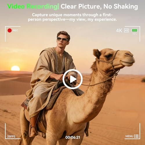 Hwagol Smart Glasses with Camera, 8MP HD Photo and Video Recording,AI Glasses with Real-Time Translation/Object Recognition/AI Voice Q&A/Recording, Calls and Music,UV & Blue Light Protection - Thumbnail 4