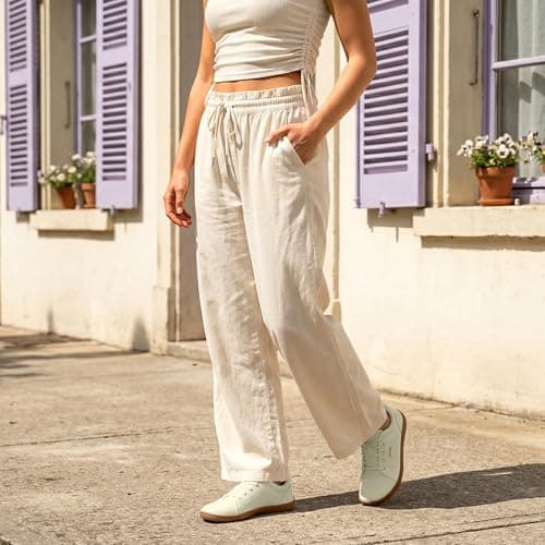 Womens Minimalist Barefoot Shoes Zero Drop Wide Toe Box Shoes Lightweight Casual Fashion Sneakers for Women(Ivory,6.0) - Thumbnail 2