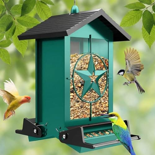 Squirrel Proof Bird Feeders for Outdoors With Weight-Activated, Metal 5LB Large Wild Bird Feeders for Cardinals,Blue jay,Finch, Weatherproof Durable Hanging Bird Feeder for Backyard,Garden,Patio-Green - Image 1