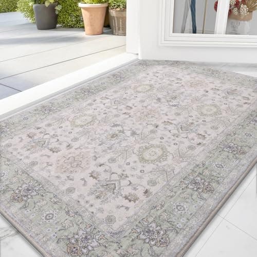 Vanmoos 2x3 Washable Area Rug – Soft, Non-Slip Entrance Rug, Durable Indoor Door mat, Floor Carpet for High-Traffic Areas, Entryway, Kitchen, and Bedside, Cozy Elegance/Green - Thumbnail 6