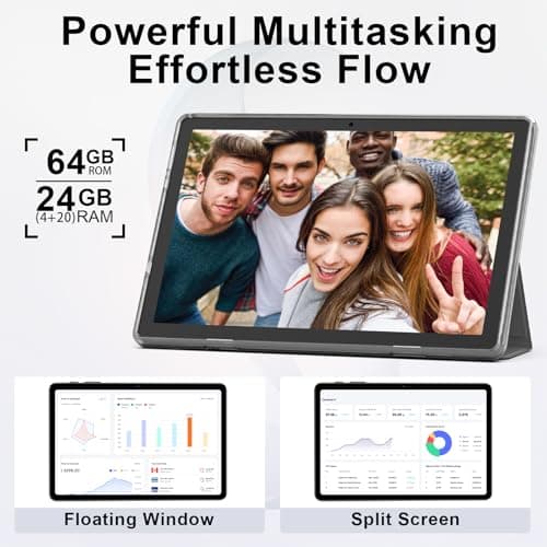 Android 16 Tablet, 10 Inch Tablet with Octa-Core, 24GB RAM 64GB ROM 2TB Expand, Gemini AI, 6000mAh, WiFi, GPS, Dual Camera, BT 5.0, 2 in 1 Tablets PC with Keyboard, Case, Mouse, Stylus (Blue) - Thumbnail 5