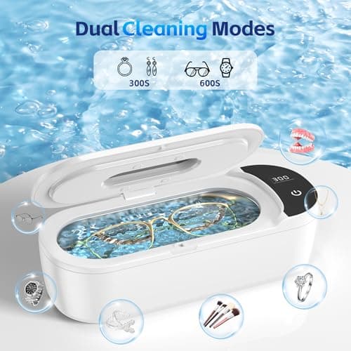 Ultrasonic Jewelry Cleaner, 48KHz Ultrasonic Cleaner Machine with Digital Timer, Dual Cleaning Modes, 304 Stainless Steel Tank for Jewelry, Eyeglasses, Rings, Retainers, Dentures - Thumbnail 2