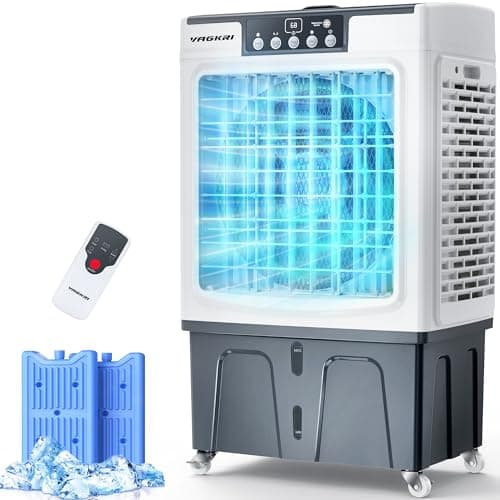 VAGKRI Swamp Cooler, 3100 CFM Evaporative Air Cooler with 12 Gallon Tank, 120° Oscillation, 3 Modes & 3 Speeds, 24H Timer, Remote Control, Outdoor Cooling Fan with Auto Fill for Patio, Garage, Factory - Image 1