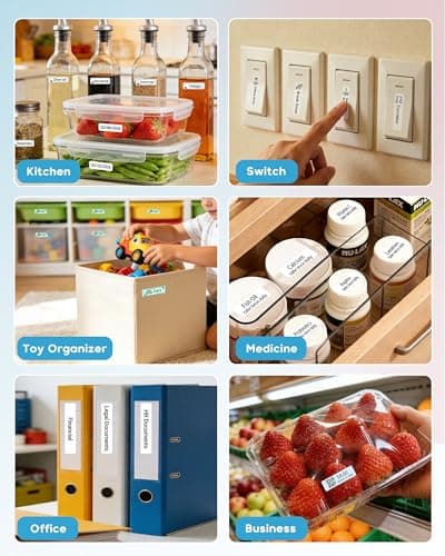 ORGBRO Label Maker Machine with Tape, DX1 Portable Bluetooth Label Printer for Home Office Organization, Support Pre-Cut & Continuous Labels, Inkless Thermal Small Labeler for School Kitchen, White - Thumbnail 6