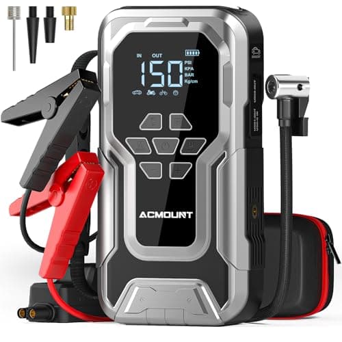 Acmount D18 Jump Starter with Air Compressor, 6000A Car Battery Jumper Starter Portable(All Gas/10.0L Diesel), 150PSI Tire Inflator Air Pump, 12V Jump Pack, Car Emergency Kit, Car Gift for Man - Image 1