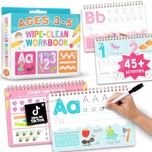 Hadley Designs Preschool Learning Activities - Dry Erase Letter Tracing for Kids Ages 3-5, Preschool Workbooks Age 3-4, Dry Erase Writing Practice for Kids Age 3-5, ABC Tracing Books for Kids Ages 3-5 - Image 1