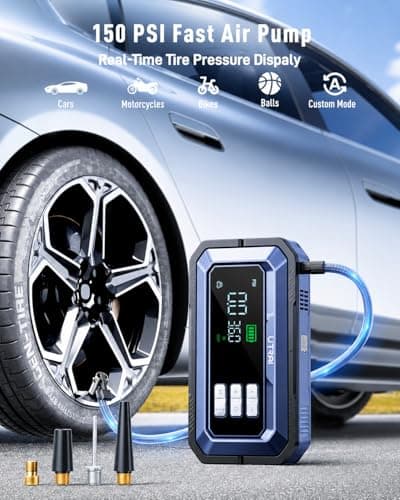 UTRAI Jump Starter with Air Compressor,8000A Portable Car Battery Jump Starter for All Gas/12L Diesel,150PSI Tire Inflator with Auto Shut-Off,160W DC Output, 2000LM Light,OBD2 Scanner - Thumbnail 2