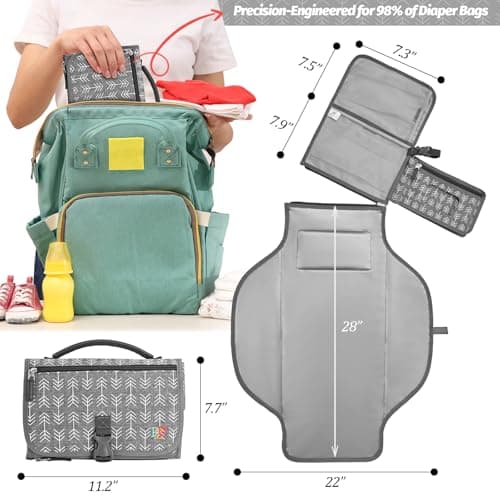 Portable Diaper Changing Pad - Changing Pad Portable with Wipes Pocket, Waterproof Diaper Changing Mat, Portable Changing Pad for Baby, Newborn Gift (Grey Arrows) - Thumbnail 2