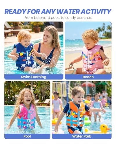 Gogokids Swim Vest for Toddler & Kid 1-2-3-4-5, Adjustable Buoyancy Swimming Vest for Kid Learn to Swim, Toddler Floaty with Removeable Floats and Dual Safety Straps Buoyancy Aid for Pool Beach Puddle - Thumbnail 5