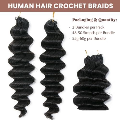 YWIGS Miracle Knots Human Crochet Hair Loose Deep Wave 16" NC 100 Strands - Thumbnail 4
