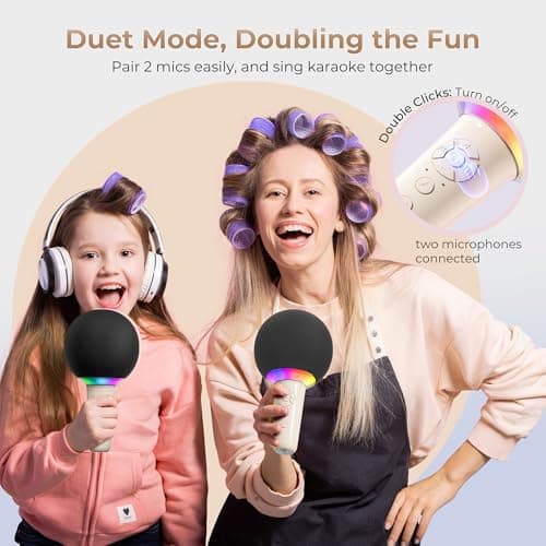 Hotwill Wireless Kids Karaoke Microphone Karaoke Mic Speaker with LED Light - Thumbnail 5