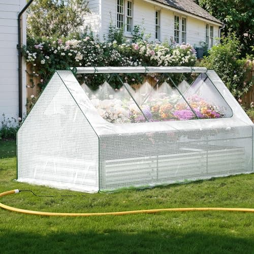 Lineware Raised Garden Bed with Self-Watering System, 8x4x1 ft Elevated Planter Boxes Outdoor with PE Cover, Galvanized Raised Beds for Gardening,Vegetables,Flowers, Backyard, Patio - Image 1