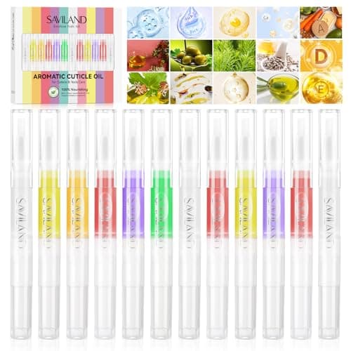 SAVILAND Revitalizing Cuticle Oil Pen : 12PCS Nail Oil with Vitamin E Jojoba Nail Strengthener Nail Growth Serum for Brittle Peeling Breaking Thin Nails Hydrating Repair Cuticle Conditioner Overnight - Image 1