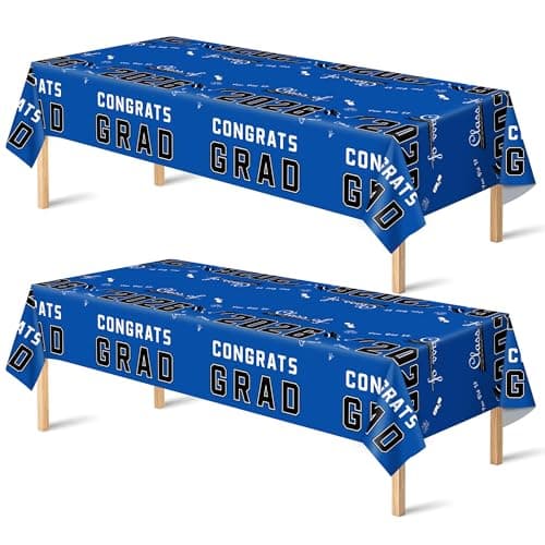OHOME Graduation Decorations 2026 - Class of 2026 - Plastic Blue Tablecloth for Graduation Party Decorations - Class of 2026 Decorations Party Favors Supplies Banner,2 Pack - Image 1