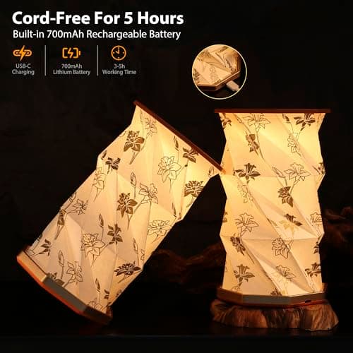 ZBOLE Birthday Flower Folding Rotating Lamp - March Narcissus, Rechargeable Folding Paper Light, Elegant Gift Box – Ideal Anniversary, Birthday Gift for Women, Mom, Sister, Grandma-Orange - Thumbnail 3