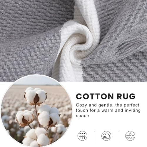 OLANLY Grey and White Striped Rug 3' x 5' – Washable Cotton Indoor Outdoor Doormat for Front Door, Entryway, Kitchen, Porch, Patio Decor - Thumbnail 3