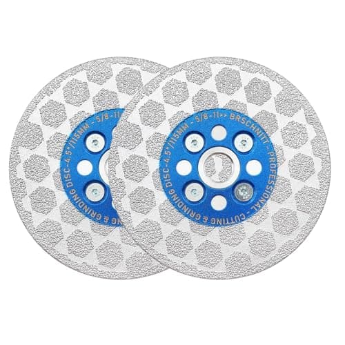BRSCHNITT Diamond Granite Cutting Wheel - 2pcs 4 1/2 Inch 115mm Tile Grinding Disc for Shaping Grinding Beveling Rounding Granite,Porcelain,Tile,Stone,Marble,Quartz with 5/8-11 Thread