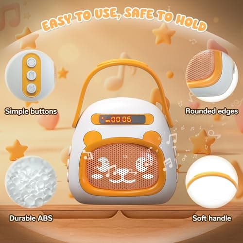 FUTESI Portable Kids Music Player for Toddlers, Preloaded Stories Music Lullabies & White Noise, Mini Toddler MP3 Player with Bluetooth Speaker, Travel Sound Machine for Baby Kids with Strap & Ring - Thumbnail 5