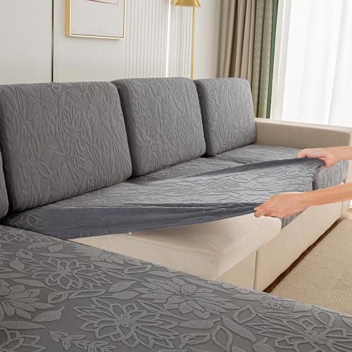 UWWGKK Stretch Couch Cover for Sectional Sofa - Multiple Patterns & Colors,Sofa Cover Design for L-Shaped Couches,Light Grey Tyh Small Single Seat(1 Pcs)