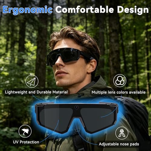 Osawalla AI Smart Glasses with Camera, HD Stabilized Video Recording Glasses, Waterproof Bluetooth Sunglasses with Ai Assistant, Touch Control, UV Protection for Cycling Skiing Outdoor Sports Orange - Thumbnail 6