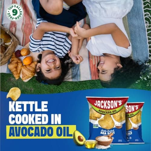 Jackson’s Potato Classic Kettle Chips with Sea Salt (1.5oz, Pack of 10) - Made with Premium Avocado Oil - Allergen-friendly, Gluten Free, Peanut Free, Vegan, Kosher - Shark Tank Product - Thumbnail 5