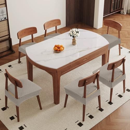 Genina Waterproof Seat Covers for Chairs,Set of 4 Dining Room Chair Seat Covers for Kitchen,Stretch Jacquard Removable Washable Dining Chair Slipcovers Protectors,No Rear Covers, Taupe - Thumbnail 2