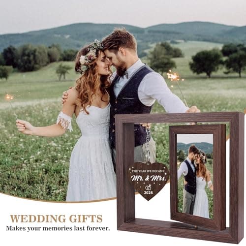 Boiveco Wedding Gifts for Couples 2026, Mr and Mrs Gift Picture Frame 4x6, Bridal Shower Gift for Bride Wedding Ideas for Newlyweds Just Married Wedding Presents for Newly Wed Couple - Thumbnail 3
